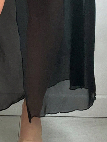 Swim SXY Solid Color Side Drawstring Slit Long Skirt Cover Up, For Vacation, Summer Beach