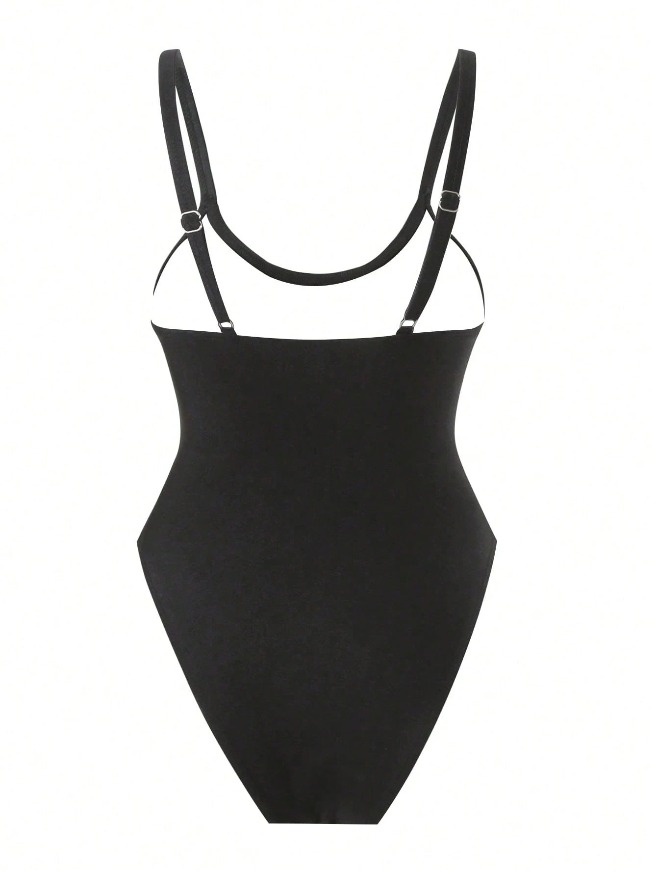 Swim SXY Women's Strappy Solid Color Net Splicing Sexy Hollow One-Piece Swimsuit, Summer Beach Festival Boho Style