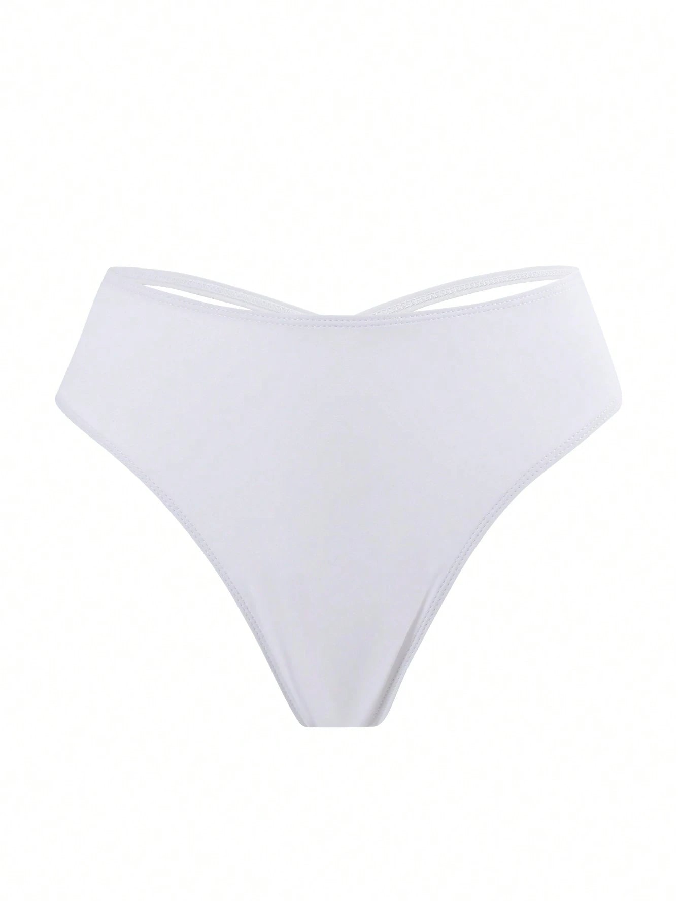 Swim Vcay 3pcs Plus Size Women's Bikini Bottom, Random Print Criss-Cross Back Thong Bikini Bottoms, Casual Beach Summer
