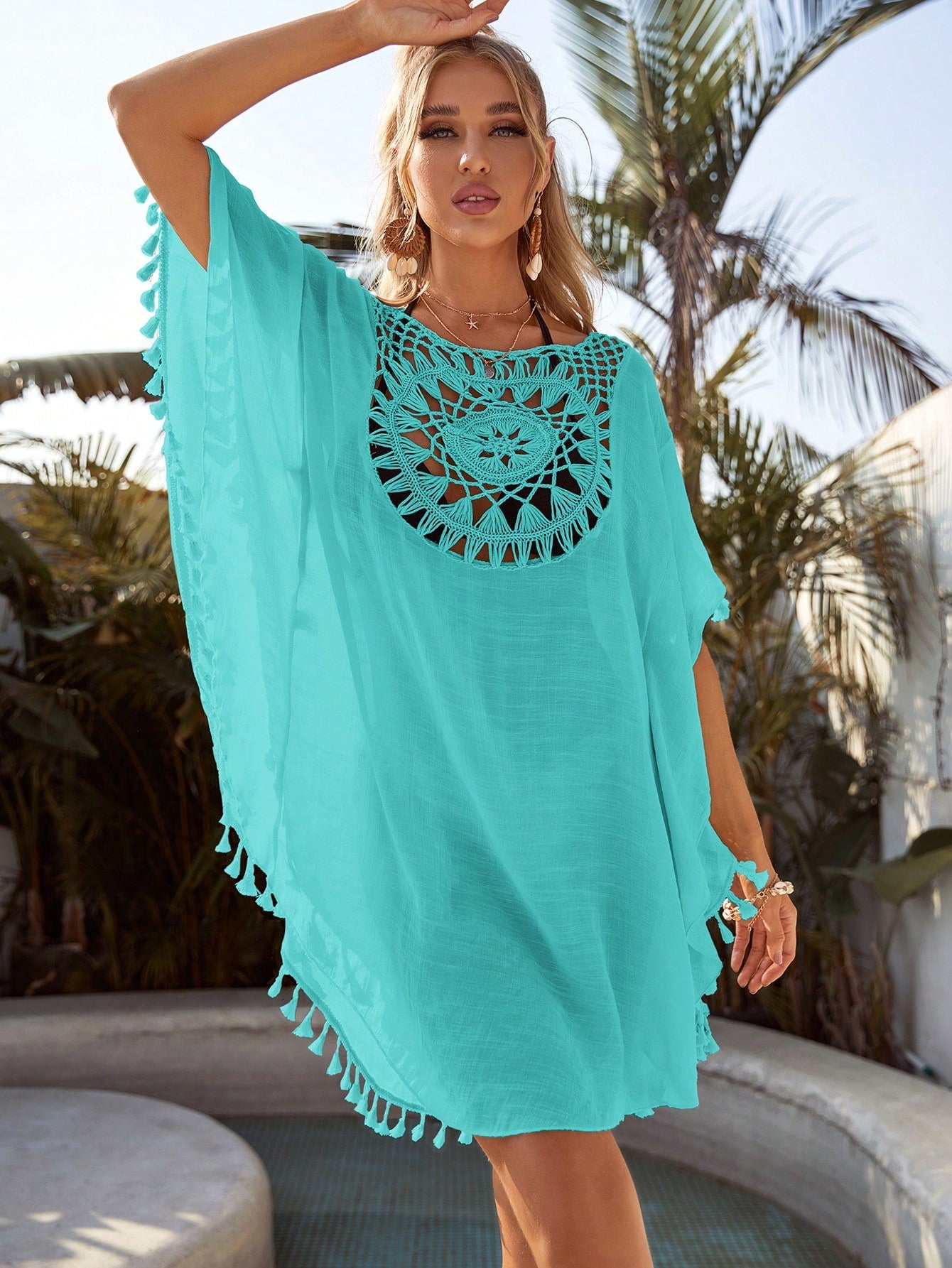 Swim Vcay Summer Beach Tassel Hem Cover Up