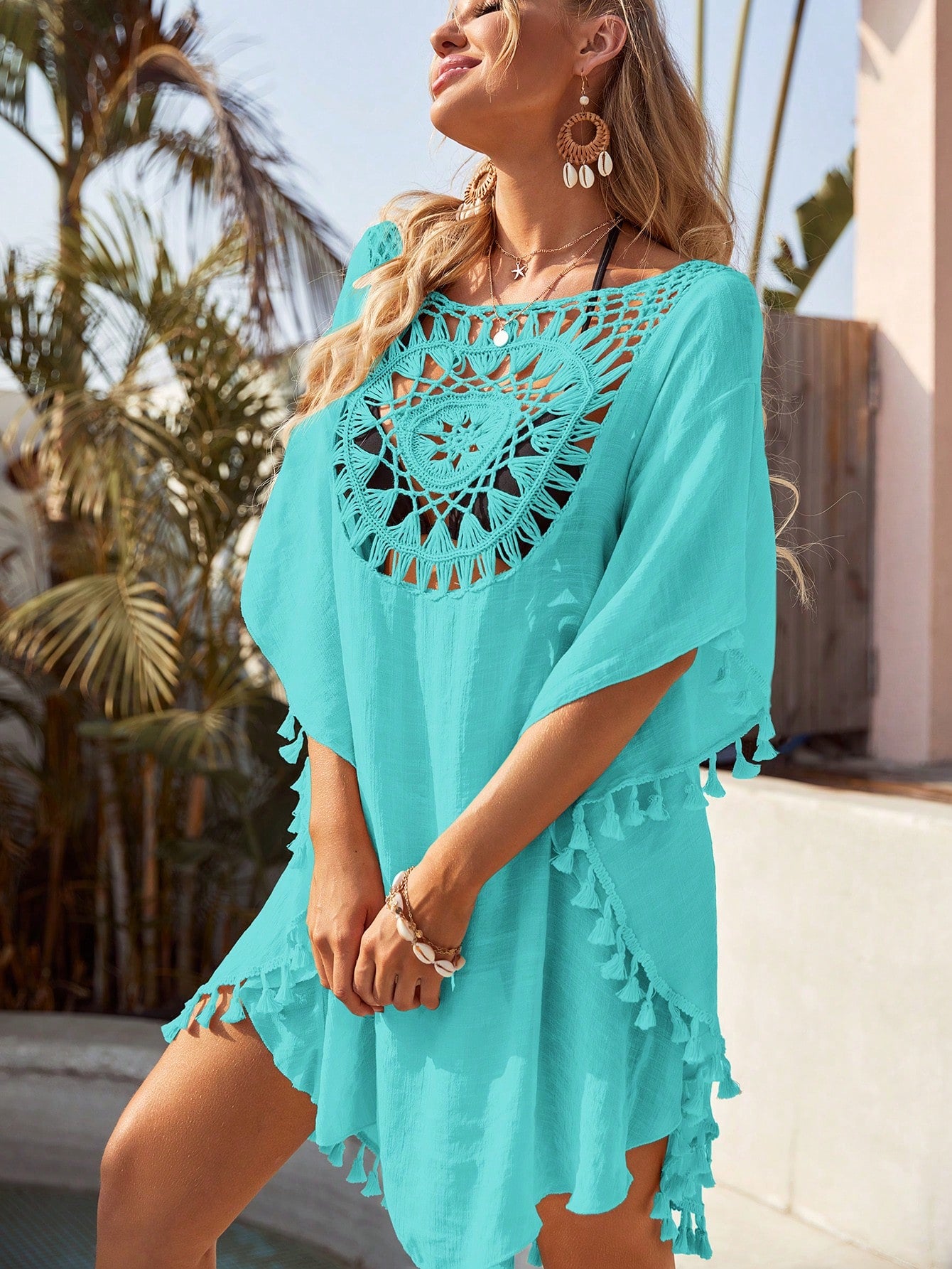 Swim Vcay Summer Beach Tassel Hem Cover Up