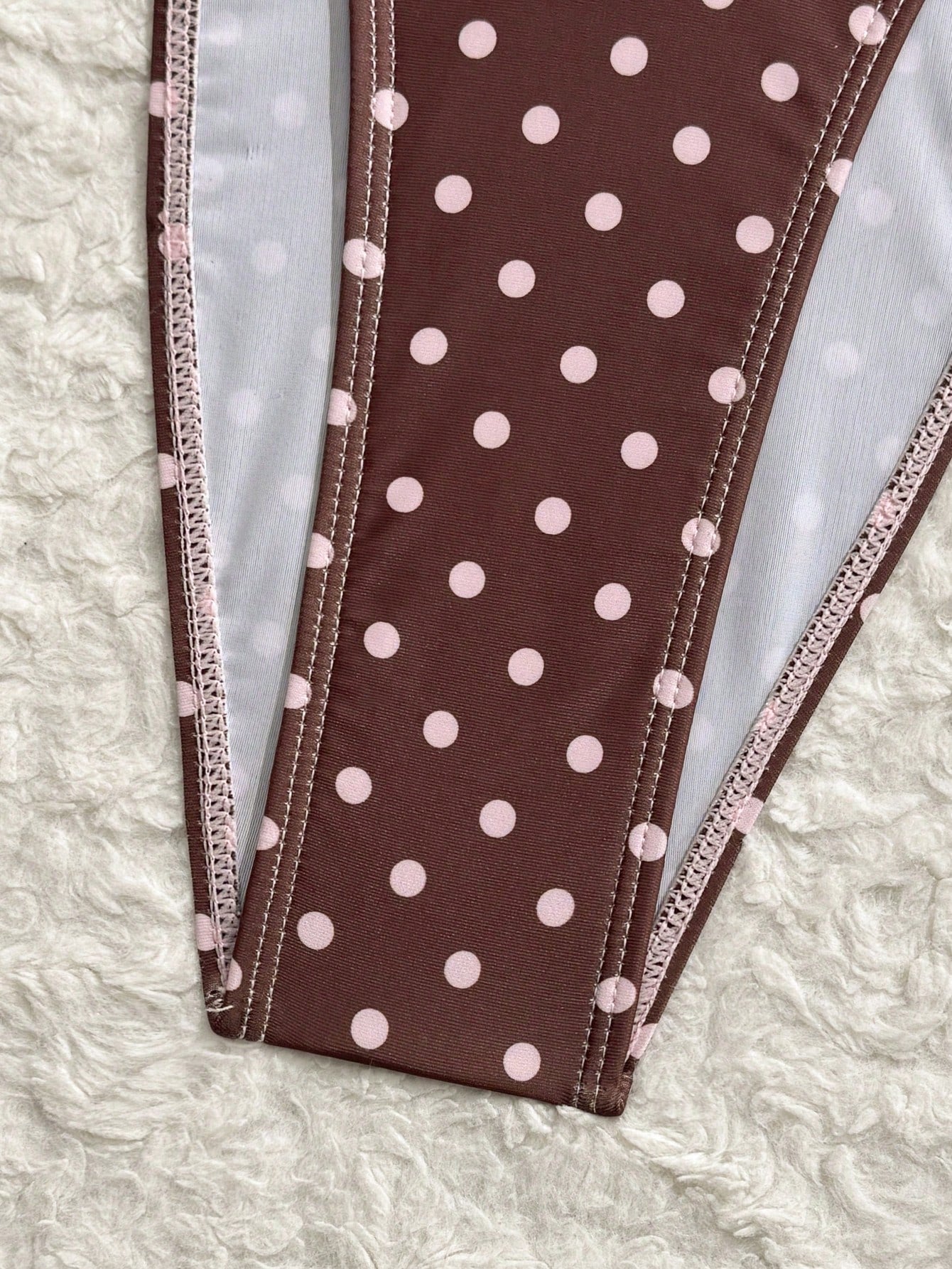 Swim Vcay Summer New Beach Vacation Party Afternoon Tea Polka Dot Print Micro Triangle Side Tie Ruched 3 PiecesWomen Swimwear Set