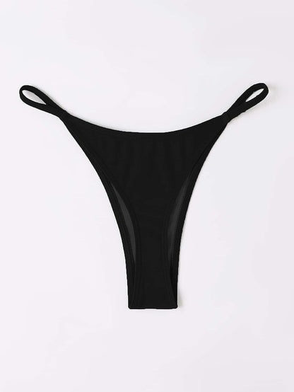 Swim Vcay Women's Summer Beach Solid Color Casual Sexy Bikini Bottoms Purple