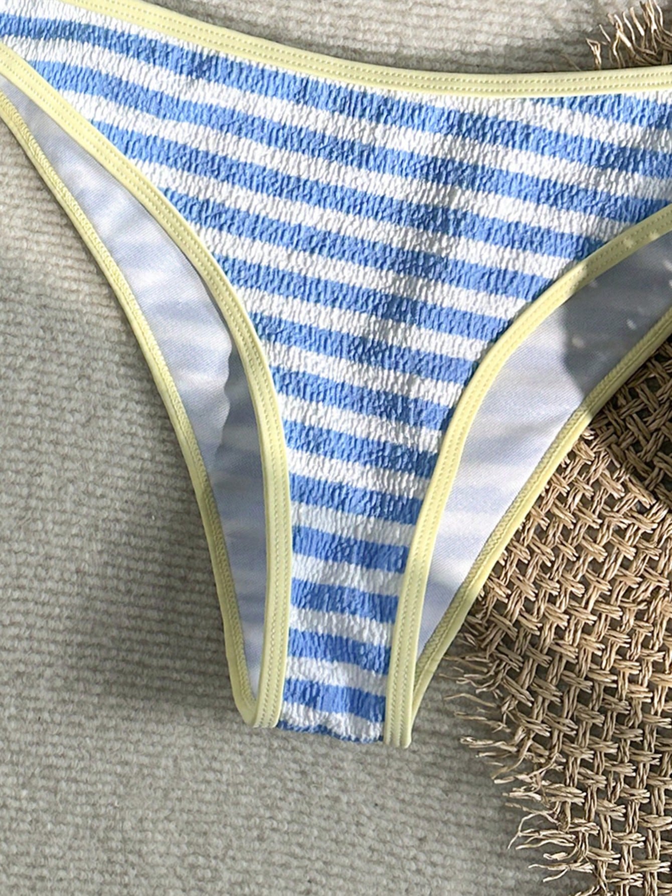 Swim Vcay Women's Summer Beach Striped Halter Neck Tie Sexy Bikini And Triangle Bottom Two-Piece Swimsuit Set