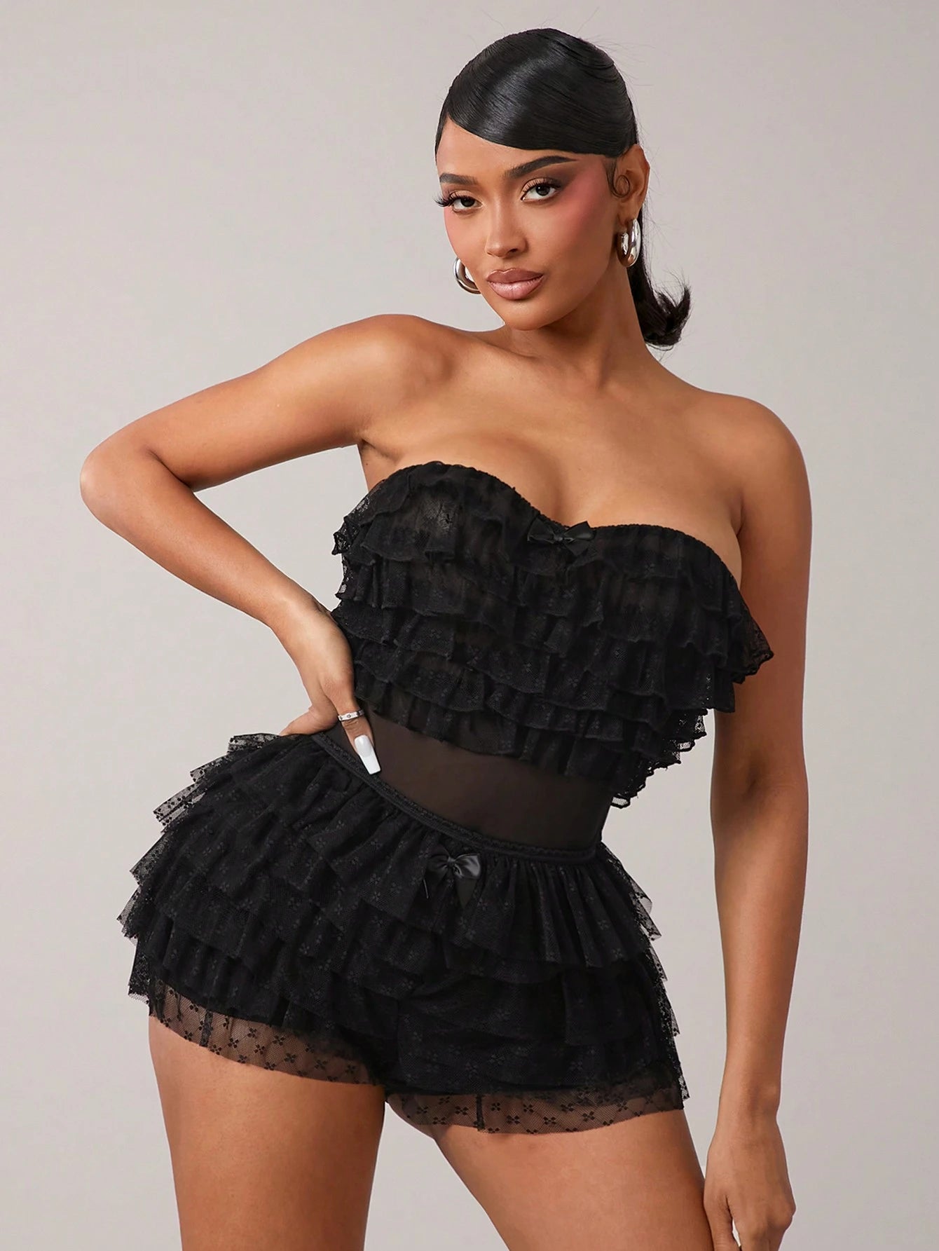 SXY Summer Fall Women Clothes Teen Girls Black Polka Dot Lace Ruffle Trim Low Waist Mini Shorts Ballet Style Sexy For Date Night Party Cocktail Christmas
