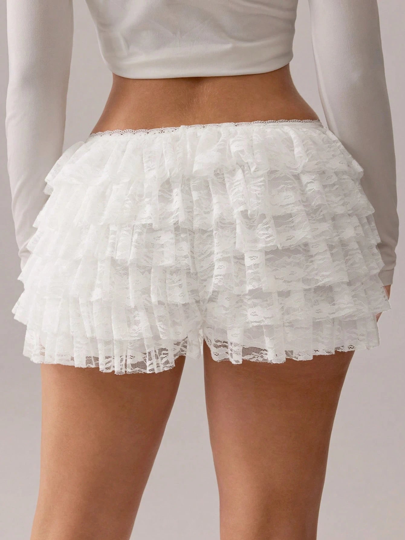 SXY Summer Fall Women Clothes Teen Girls Black Polka Dot Lace Ruffle Trim Low Waist Mini Shorts Ballet Style Sexy For Date Night Party Cocktail Christmas