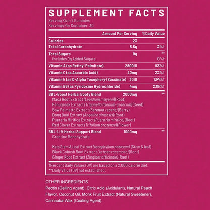 Taoters 60 Count BBL- Max- Booty Gummies For Women- Multivitamin & Herbal Blend For Firming, Lifting & Smoothing Contours, Body Confidence