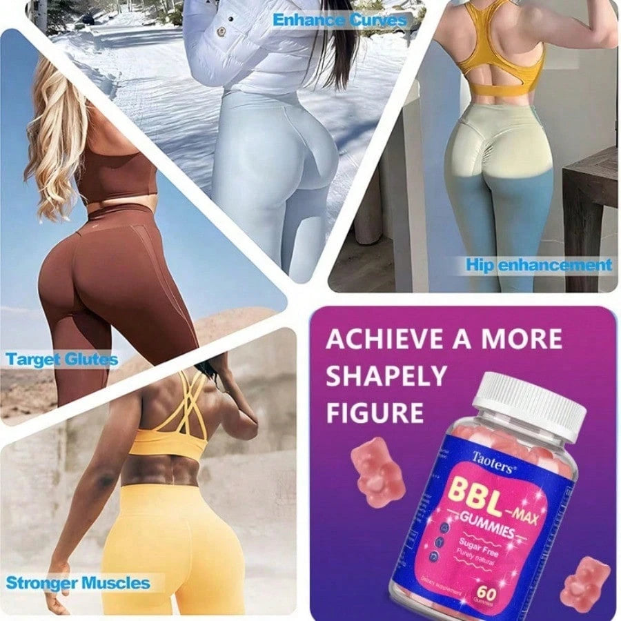 Taoters 60 Count BBL- Max- Booty Gummies For Women- Multivitamin & Herbal Blend For Firming, Lifting & Smoothing Contours, Body Confidence