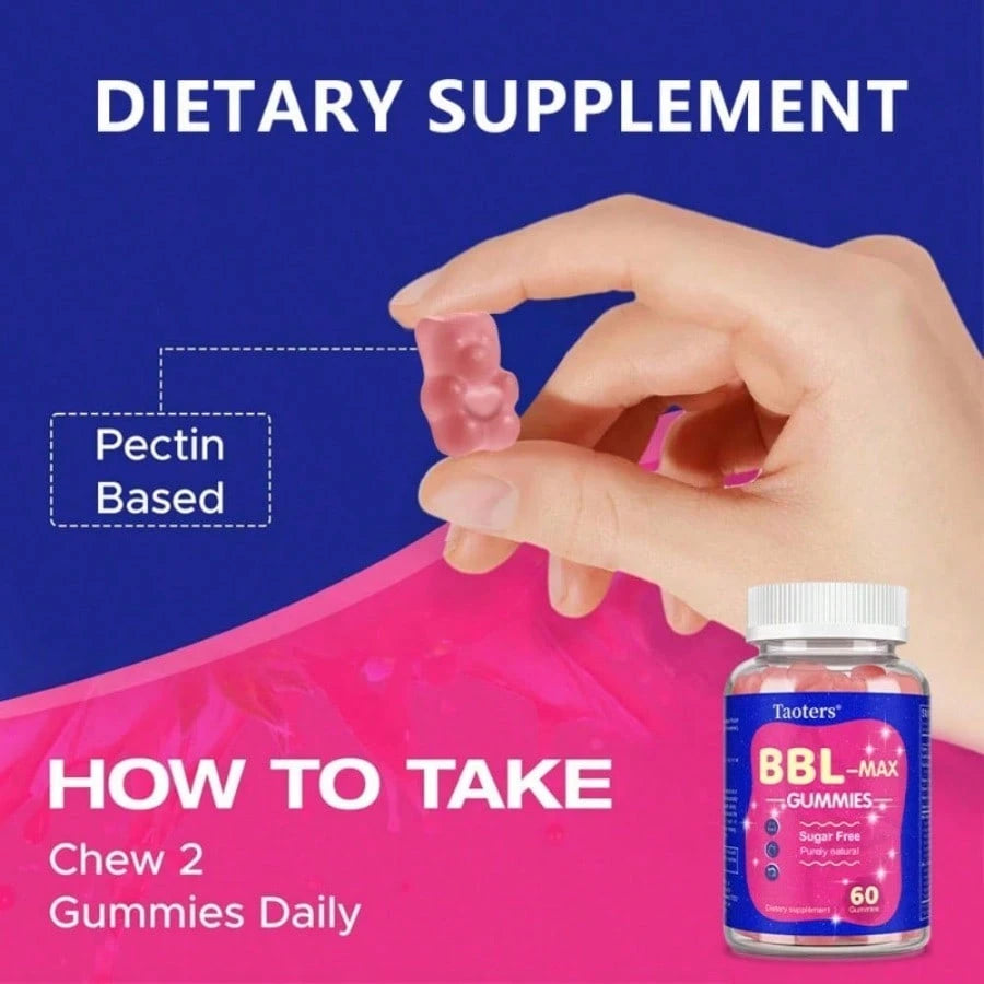 Taoters 60 Count BBL- Max- Booty Gummies For Women- Multivitamin & Herbal Blend For Firming, Lifting & Smoothing Contours, Body Confidence