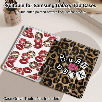 The Wild Leopard Pattern Red Lip Design Tablet Protective Case Is Compatible With 10th And 11th Generation Cases, A16, 11-Inch Pro (10th Generation), Soft Edge Air Cases, Air 8, And 12.4-Inch Gala