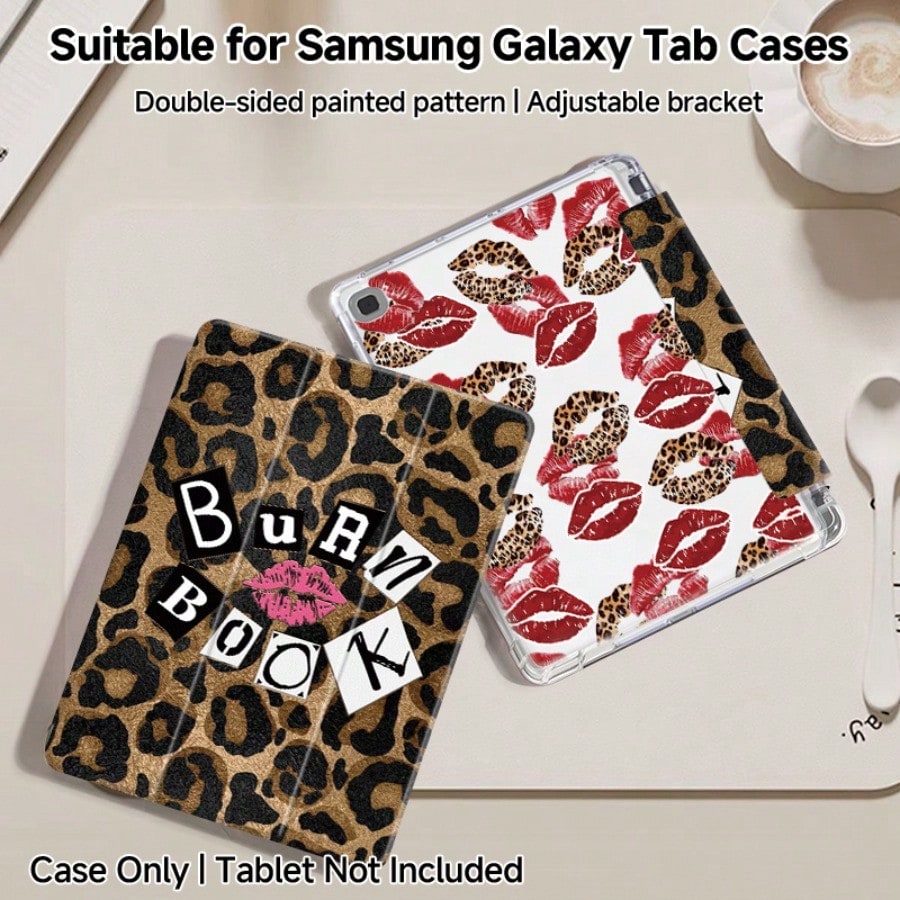 The Wild Leopard Pattern Red Lip Design Tablet Protective Case Is Compatible With 10th And 11th Generation Cases, A16, 11-Inch Pro (10th Generation), Soft Edge Air Cases, Air 8, And 12.4-Inch Gala