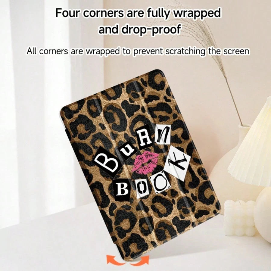 The Wild Leopard Pattern Red Lip Design Tablet Protective Case Is Compatible With 10th And 11th Generation Cases, A16, 11-Inch Pro (10th Generation), Soft Edge Air Cases, Air 8, And 12.4-Inch Gala