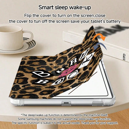 The Wild Leopard Pattern Red Lip Design Tablet Protective Case Is Compatible With 10th And 11th Generation Cases, A16, 11-Inch Pro (10th Generation), Soft Edge Air Cases, Air 8, And 12.4-Inch Gala