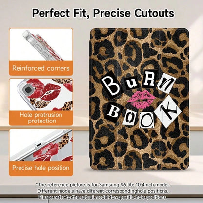 The Wild Leopard Pattern Red Lip Design Tablet Protective Case Is Compatible With 10th And 11th Generation Cases, A16, 11-Inch Pro (10th Generation), Soft Edge Air Cases, Air 8, And 12.4-Inch Gala