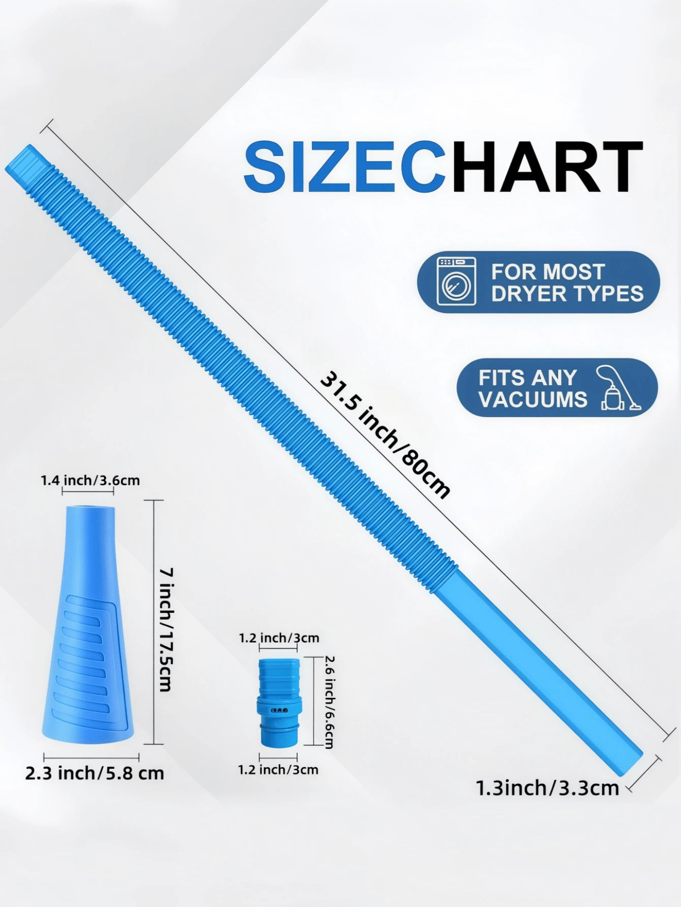 Third-Gen Extendable Vacuum Extension Hose Made Of Sturdy Plastic. Flexible Stretchable Tube Reaches Tight Corners To Remove Lint & Debris, Compatible With Most Vacuums As Household Cleaning Accessory