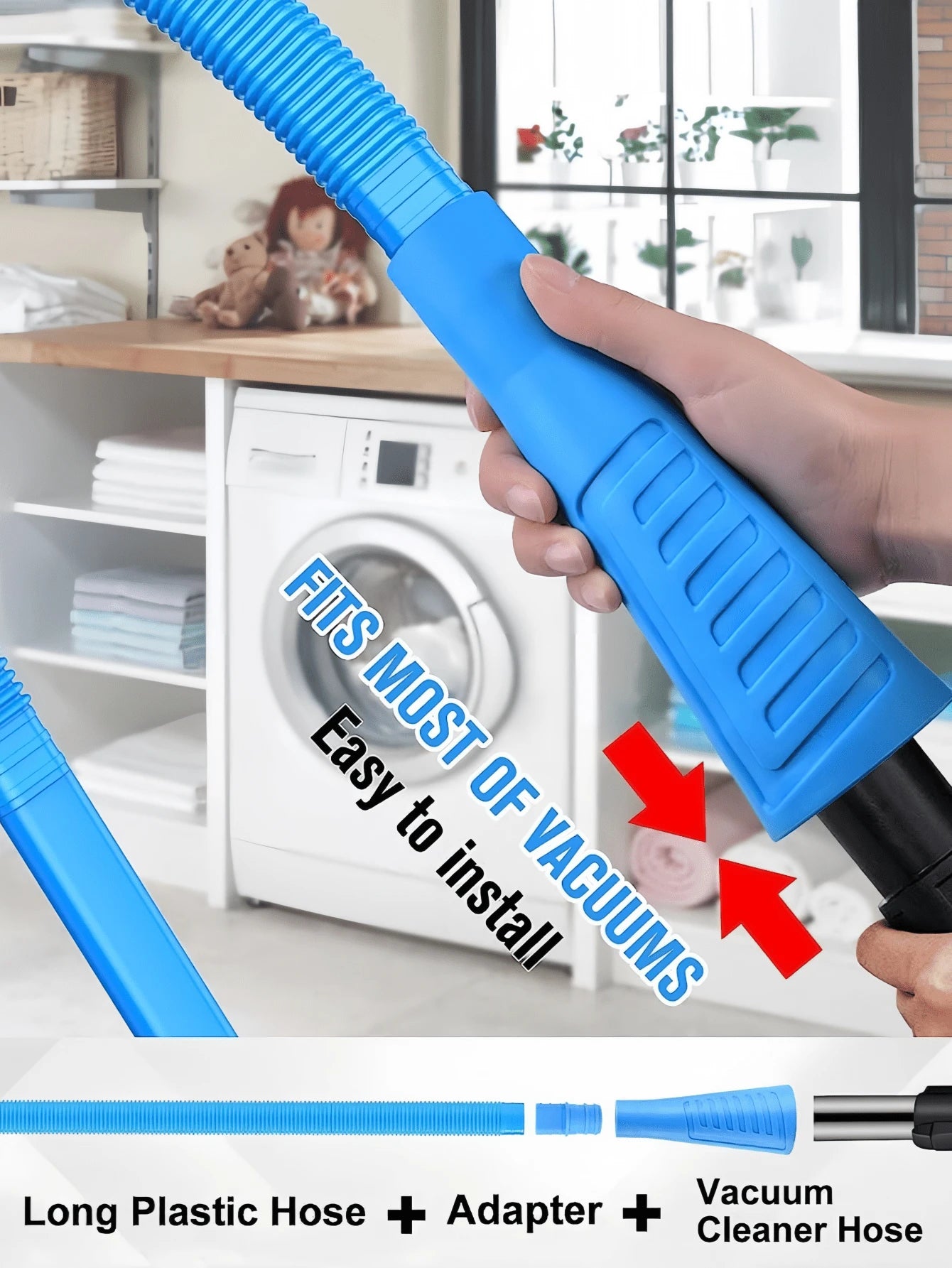 Third-Gen Extendable Vacuum Extension Hose Made Of Sturdy Plastic. Flexible Stretchable Tube Reaches Tight Corners To Remove Lint & Debris, Compatible With Most Vacuums As Household Cleaning Accessory