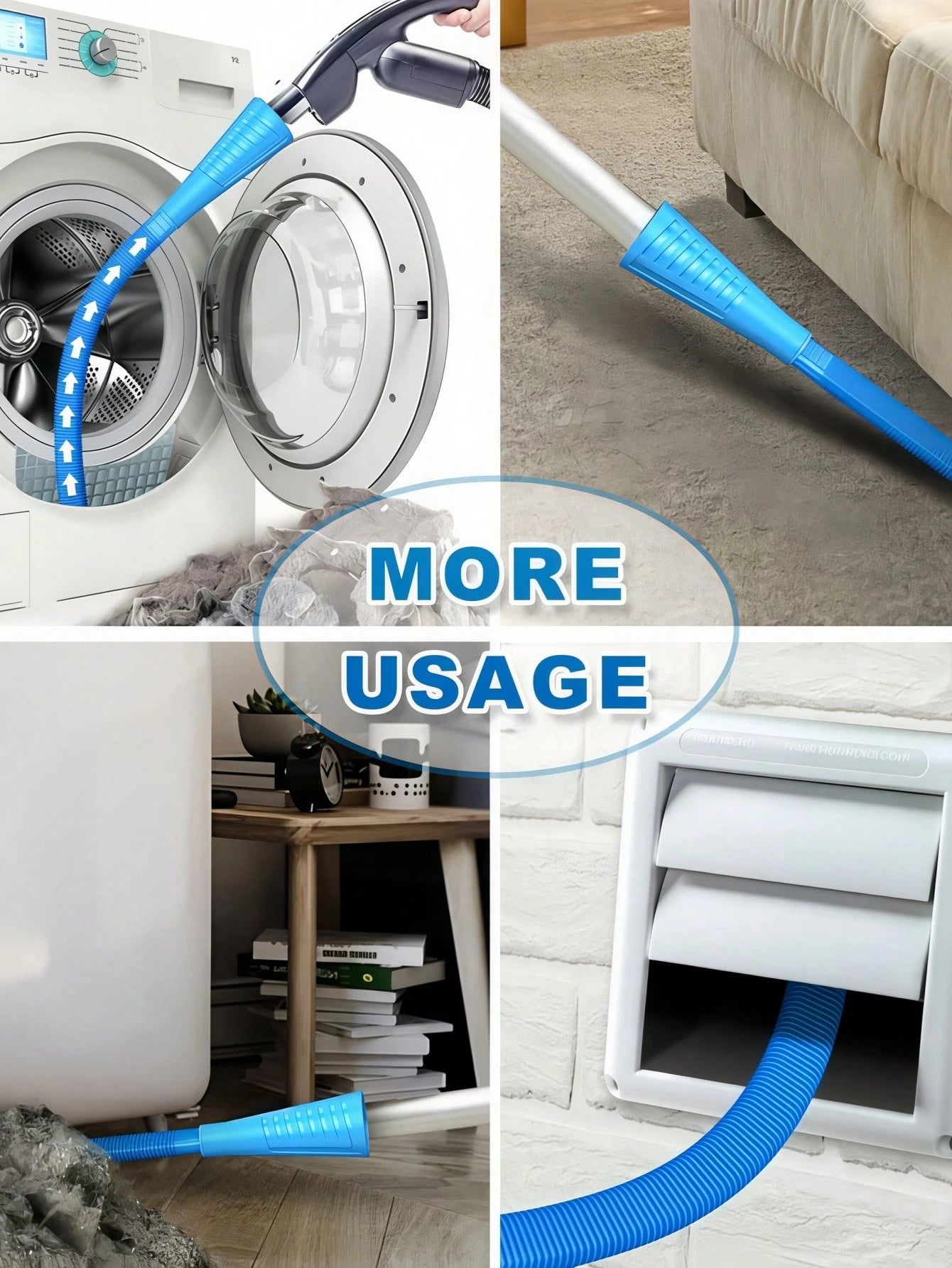 Third-Gen Extendable Vacuum Extension Hose Made Of Sturdy Plastic. Flexible Stretchable Tube Reaches Tight Corners To Remove Lint & Debris, Compatible With Most Vacuums As Household Cleaning Accessory