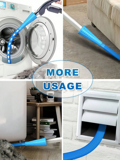 Third-Gen Extendable Vacuum Extension Hose Made Of Sturdy Plastic. Flexible Stretchable Tube Reaches Tight Corners To Remove Lint & Debris, Compatible With Most Vacuums As Household Cleaning Accessory