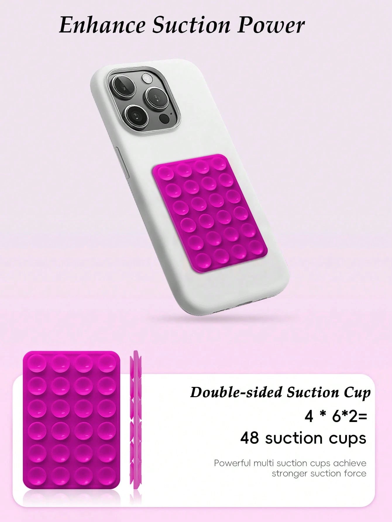 This One-Piece Silicone Material Product Has 48 Double-Sided Suction Cups On The Back Of The Phone Case, Suitable For Mobile Phones, Laptop Bags, Leather Bags, Suction Cups And Card Clips.