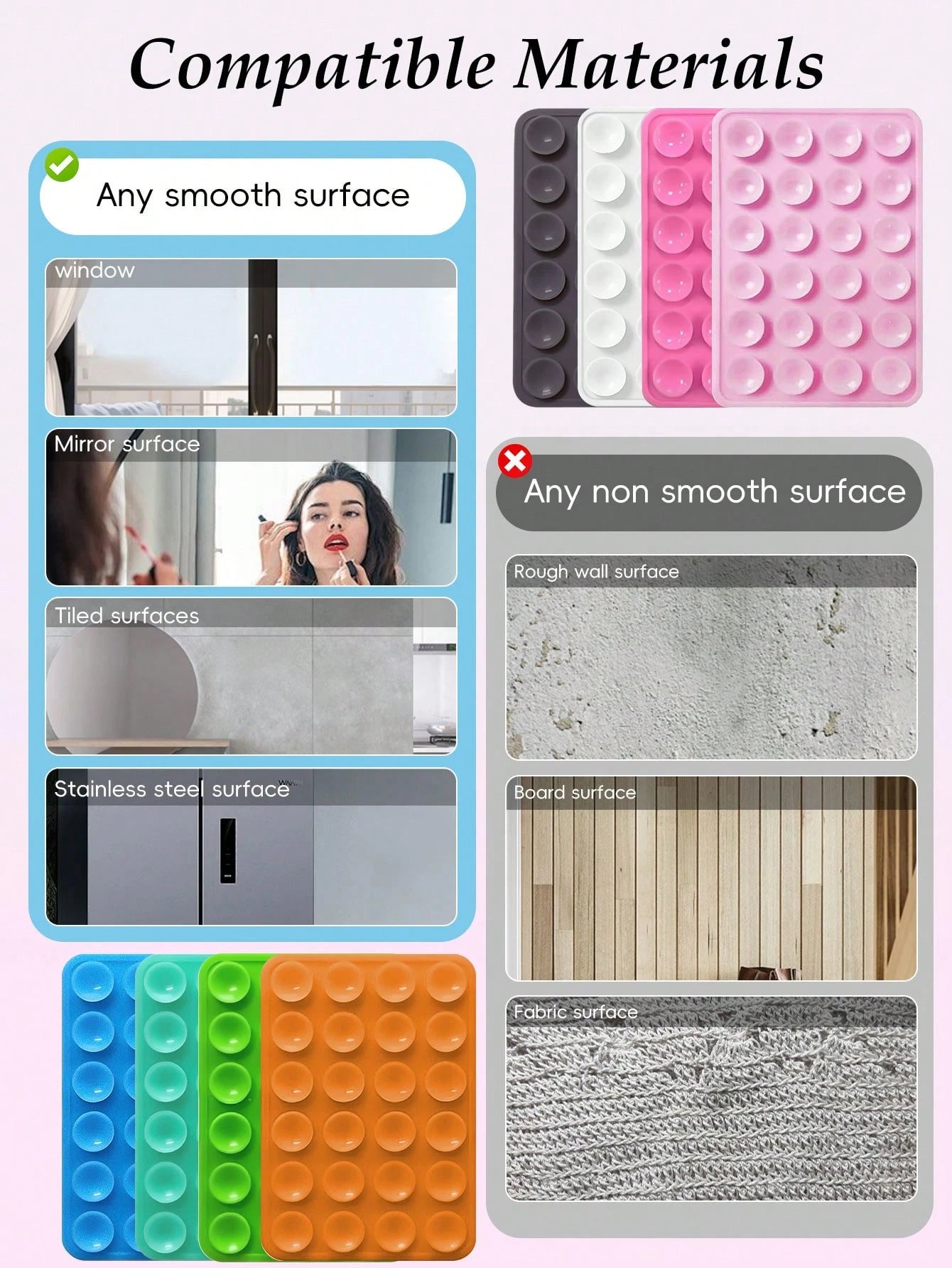 This One-Piece Silicone Material Product Has 48 Double-Sided Suction Cups On The Back Of The Phone Case, Suitable For Mobile Phones, Laptop Bags, Leather Bags, Suction Cups And Card Clips.