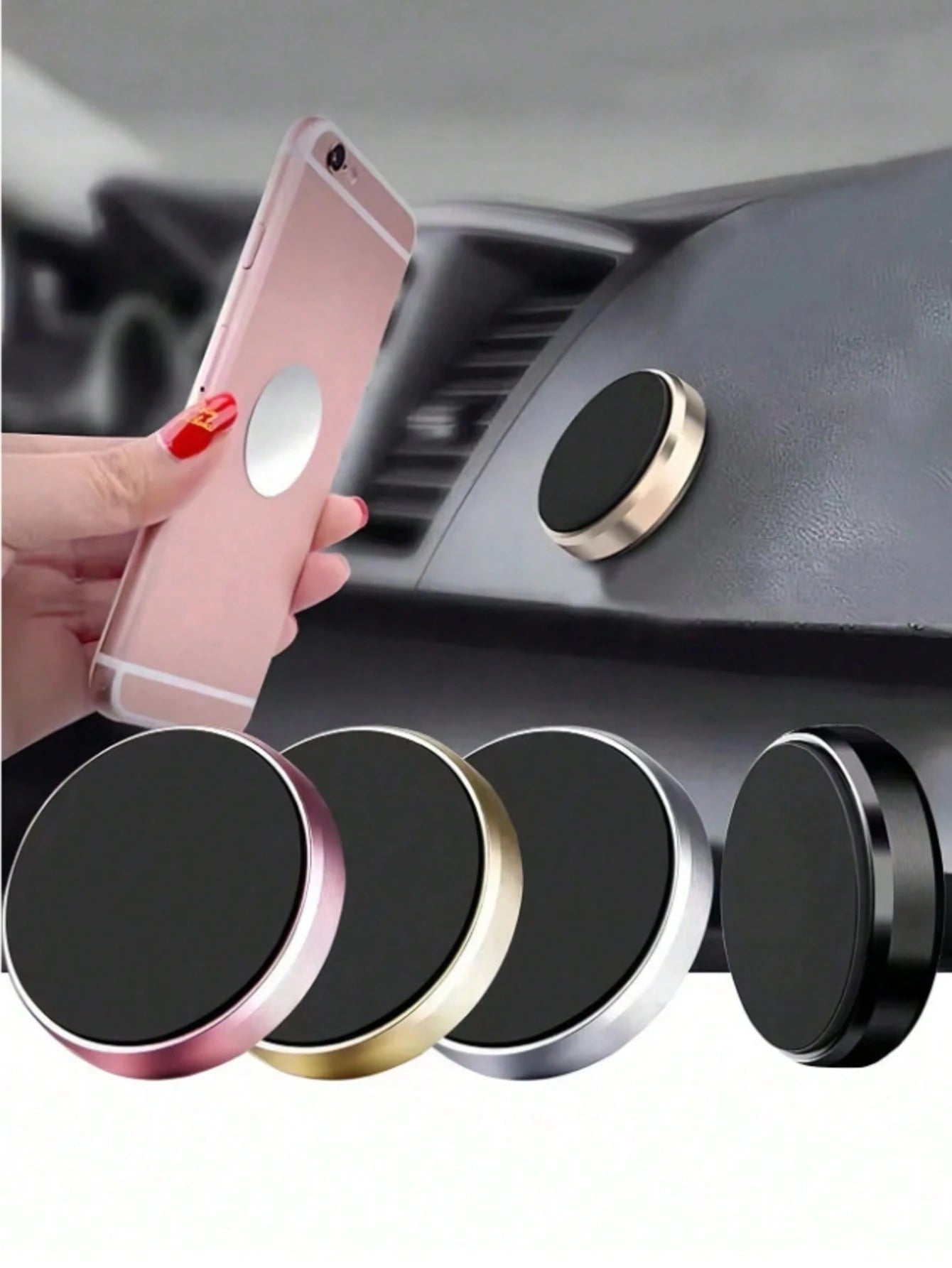 This Sturdy Magnetic Car Phone Holder Can Instantly Attach To The Car Dashboard Or Interior Wall, Suitable For All Phones, Designed For Car Owners. Universal Magnetic Metal Phone Holder, Multi-Functio