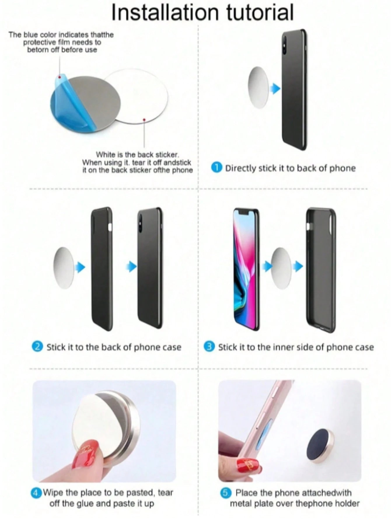 This Sturdy Magnetic Car Phone Holder Can Instantly Attach To The Car Dashboard Or Interior Wall, Suitable For All Phones, Designed For Car Owners. Universal Magnetic Metal Phone Holder, Multi-Functio