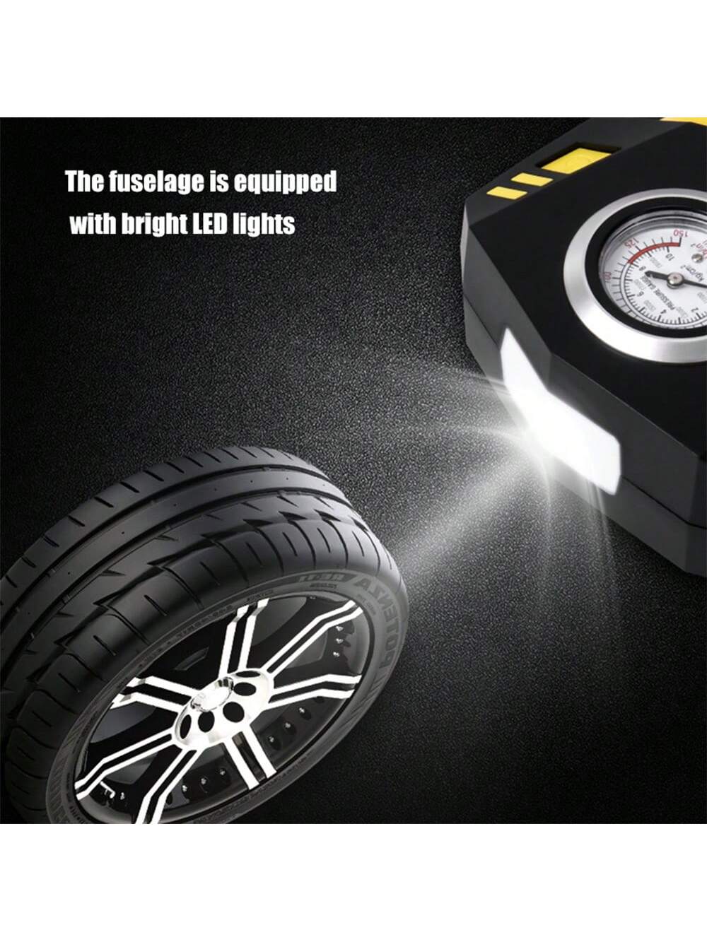 Tire Inflator Portable Air Compressor- Air Pump For Car Tires, LED Light,12V, Suitable For Bicycles, Motorcycles, Etc