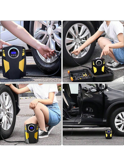 Tire Inflator Portable Air Compressor- Air Pump For Car Tires, LED Light,12V, Suitable For Bicycles, Motorcycles, Etc