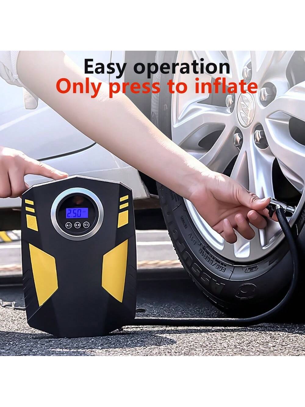 Tire Inflator Portable Air Compressor- Air Pump For Car Tires, LED Light,12V, Suitable For Bicycles, Motorcycles, Etc