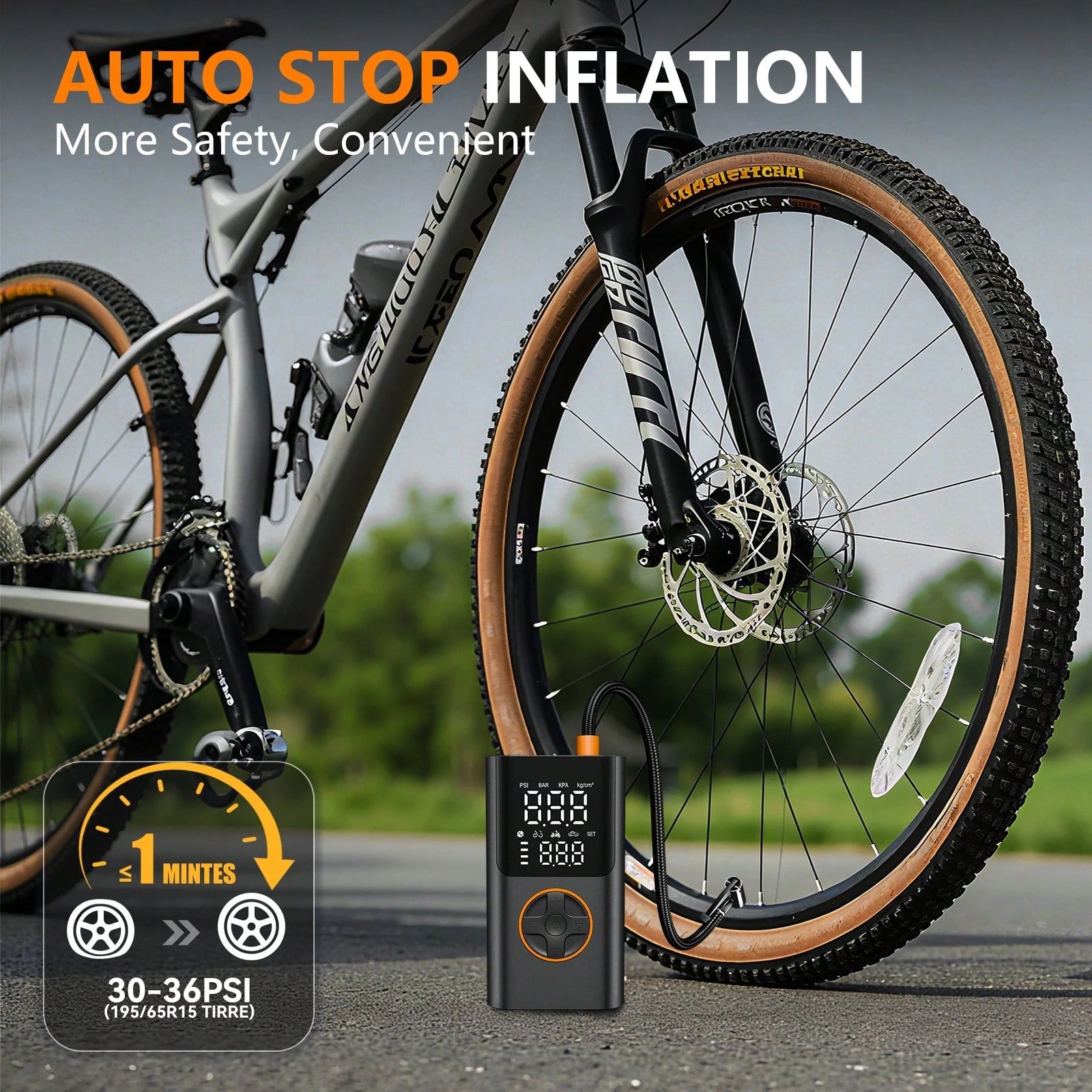 Tire Inflator Portable Air Compressor, Bike Pump With Gauge And USB Charging Output, 150PSI Fast Inflation Portable Tire Inflator For Car Bicycles Motorcycles Scooter Balls