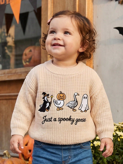 Toddler Baby Boys Girl Halloween Sweater Embroidery Long Sleeve Pullover 3M-5T Kids Warm Jumpers Tops Fall Loose Knitwear