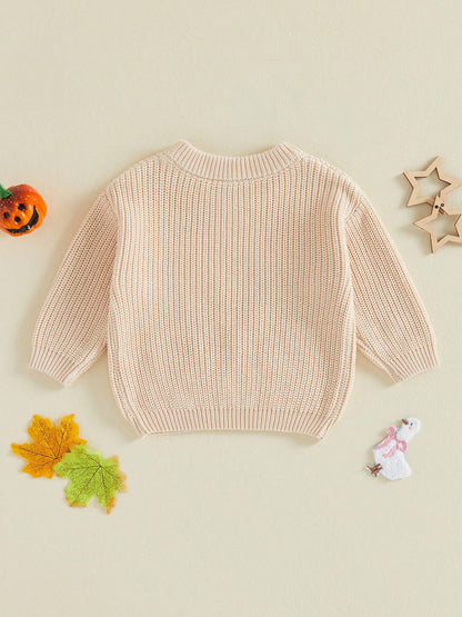 Toddler Baby Boys Girl Halloween Sweater Embroidery Long Sleeve Pullover 3M-5T Kids Warm Jumpers Tops Fall Loose Knitwear