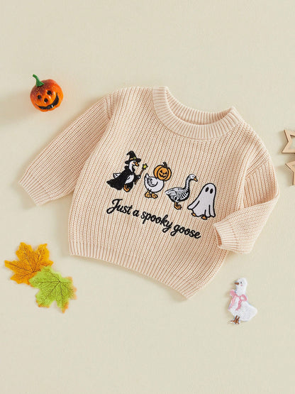 Toddler Baby Boys Girl Halloween Sweater Embroidery Long Sleeve Pullover 3M-5T Kids Warm Jumpers Tops Fall Loose Knitwear