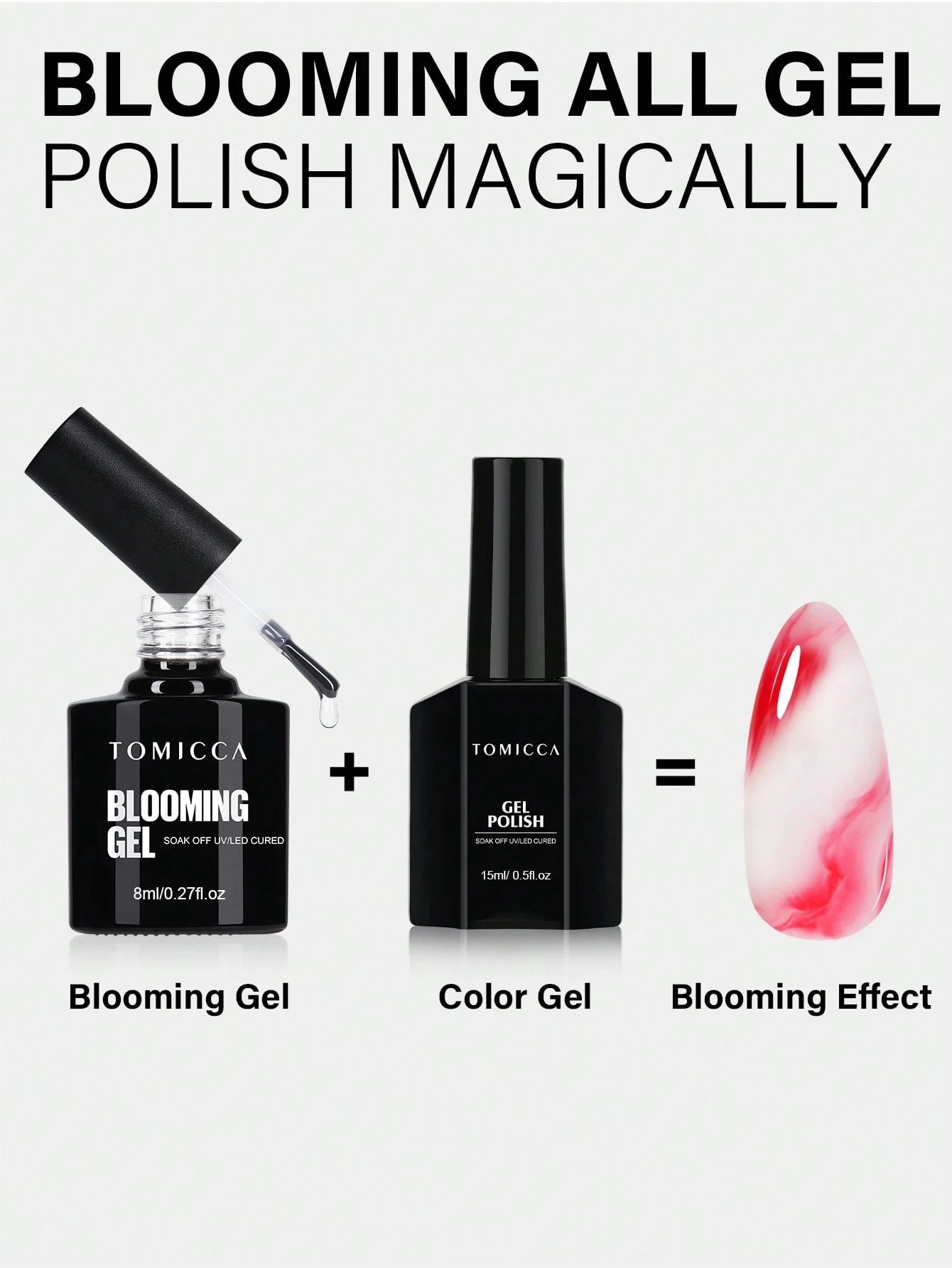 TOMICCA 8ml Transparent Blooming Gel Nail Polish, Removable UV LED Blooming Gel Nail Polish, Can Create Tie Dye Effect, Suitable For Nail Art, Marble, Natural Stone, Watercolor Tie Dye And More, Chris