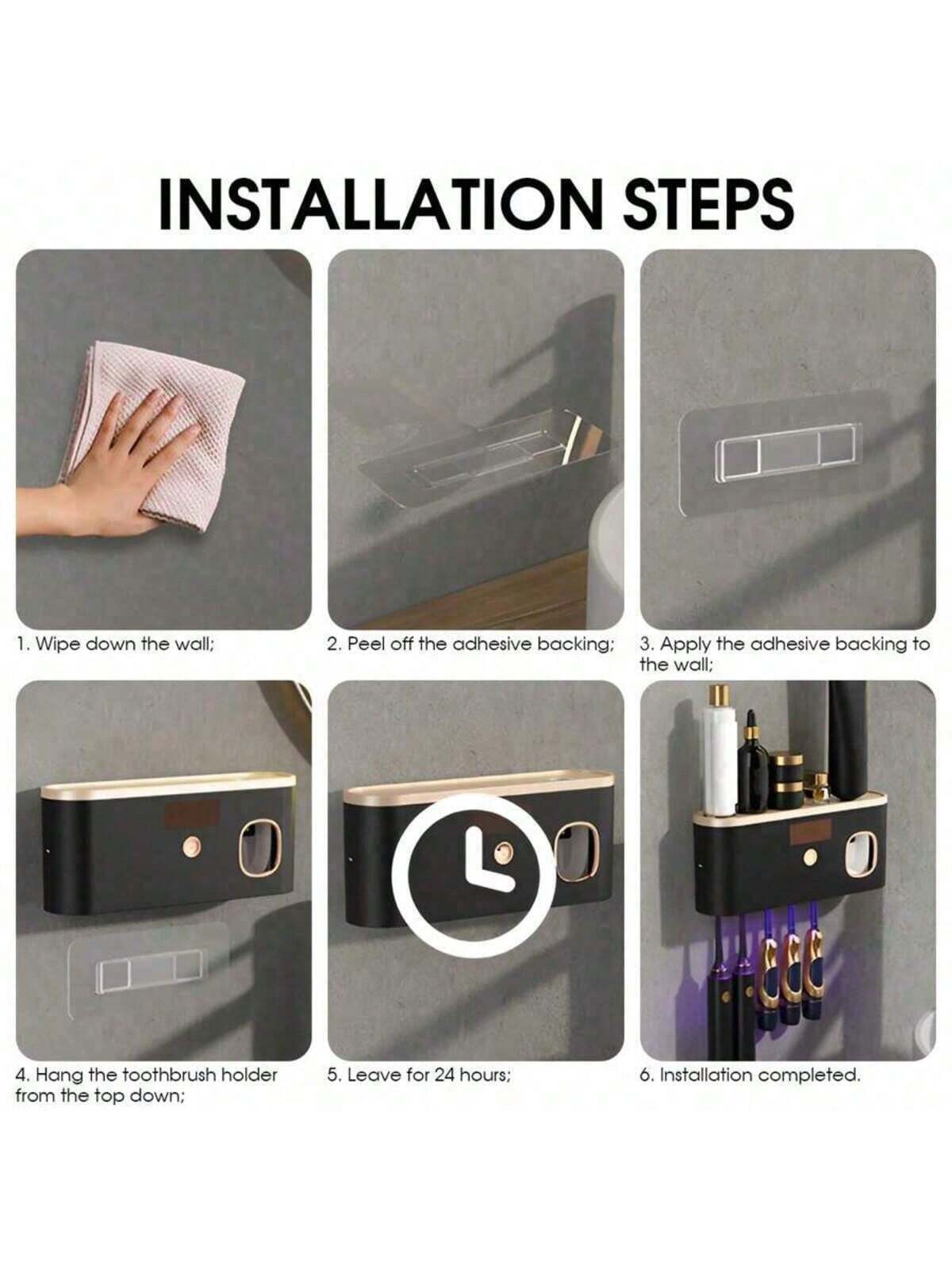 Toothbrush And Toothpaste Holder, Load-Bearing Up To 30 Lbs Without Falling Off