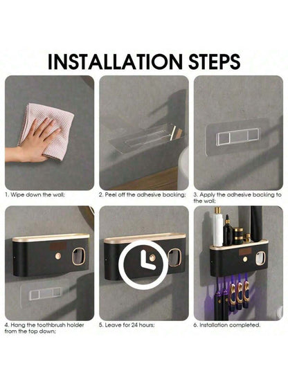 Toothbrush And Toothpaste Holder, Load-Bearing Up To 30 Lbs Without Falling Off