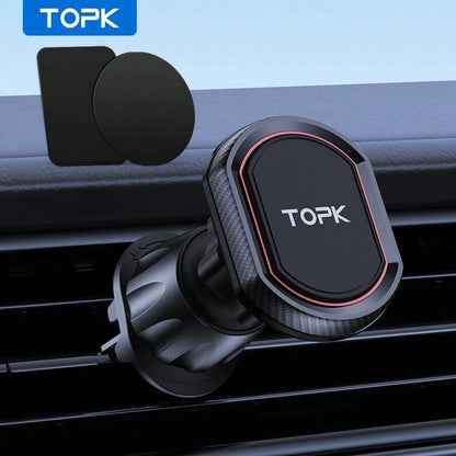 TOPK Magnetic Phone Car Mount With 6 Strong Magnets Phone Holder For Car Cell Phone Magnetic Car Mount Holder Compatible With All Smartphones