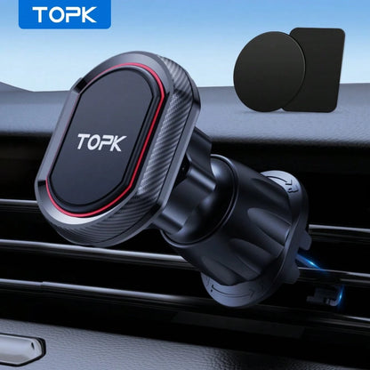 TOPK Magnetic Phone Car Mount With 6 Strong Magnets Phone Holder For Car Cell Phone Magnetic Car Mount Holder Compatible With All Smartphones