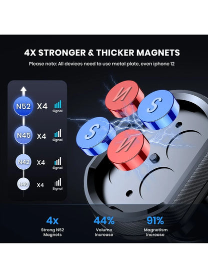 TOPK Magnetic Phone Car Mount With 6 Strong Magnets Phone Holder For Car Cell Phone Magnetic Car Mount Holder Compatible With All Smartphones