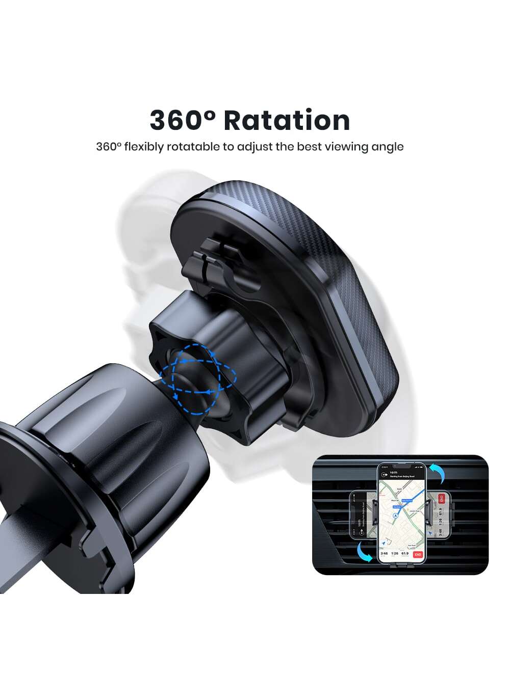 TOPK Magnetic Phone Car Mount With 6 Strong Magnets Phone Holder For Car Cell Phone Magnetic Car Mount Holder Compatible With All Smartphones