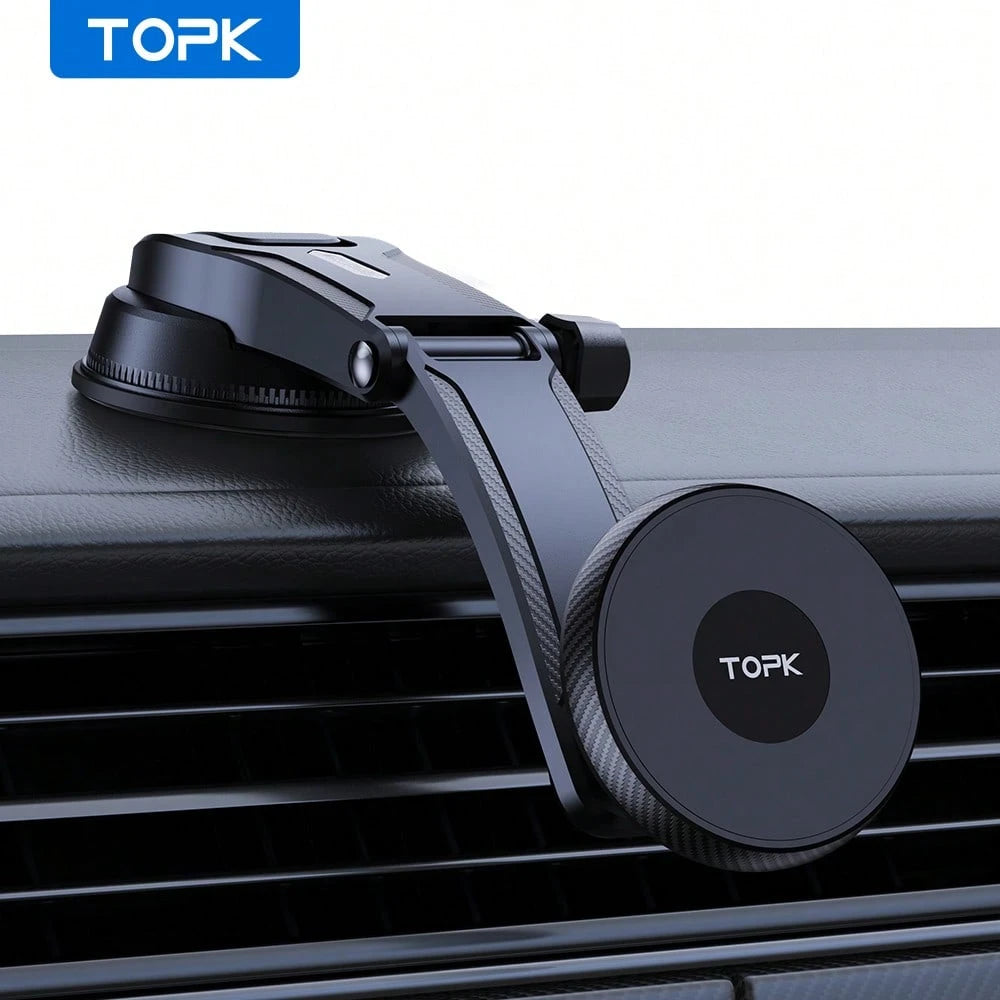 TOPK Magnetic Phone Holder For Car, Powerful Magnetism Premium Quality Support Single-Hand Operation Metal Hook Magnetic Car Phone Mount, Powerful Magnetism Premium Quality Support Single-Hand Operati