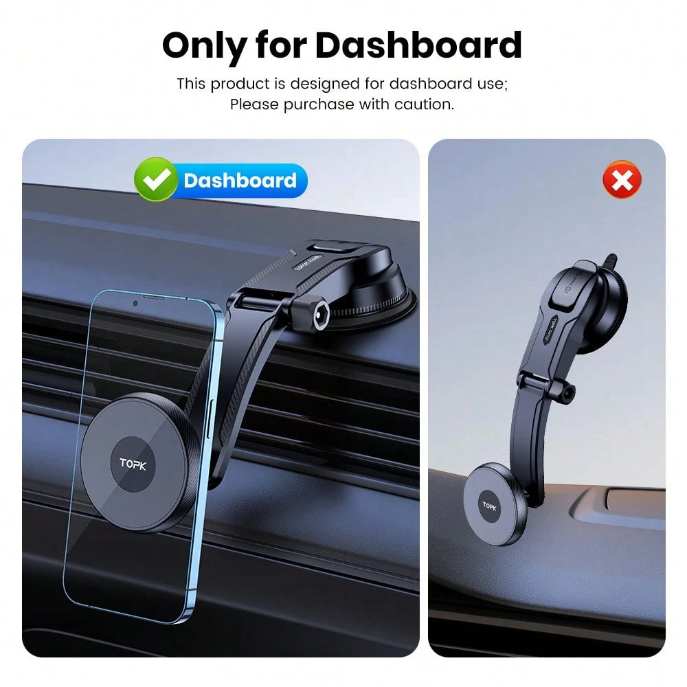 TOPK Magnetic Phone Holder For Car, Powerful Magnetism Premium Quality Support Single-Hand Operation Metal Hook Magnetic Car Phone Mount, Powerful Magnetism Premium Quality Support Single-Hand Operati