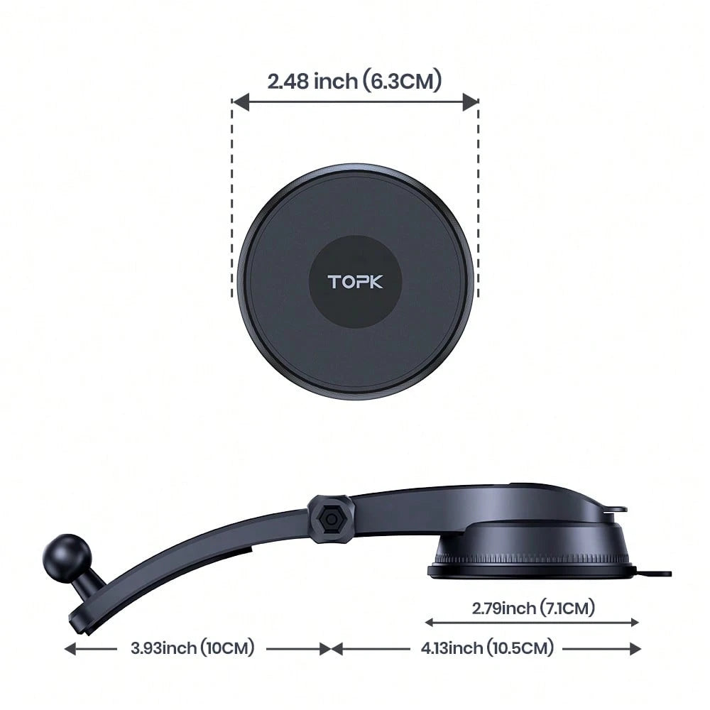 TOPK Magnetic Phone Holder For Car, Powerful Magnetism Premium Quality Support Single-Hand Operation Metal Hook Magnetic Car Phone Mount, Powerful Magnetism Premium Quality Support Single-Hand Operati