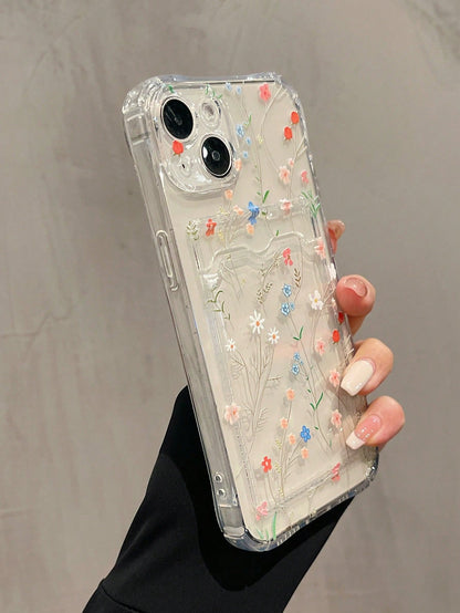 TPU Floral Elements Fashion 1pc Maroon Lily Flower Painted Matte Textured Full Coverage TPU Shockproof Stylish Phone Case Compatible With Apple 11 12 13 14 15 16 17 Pro Max Spring