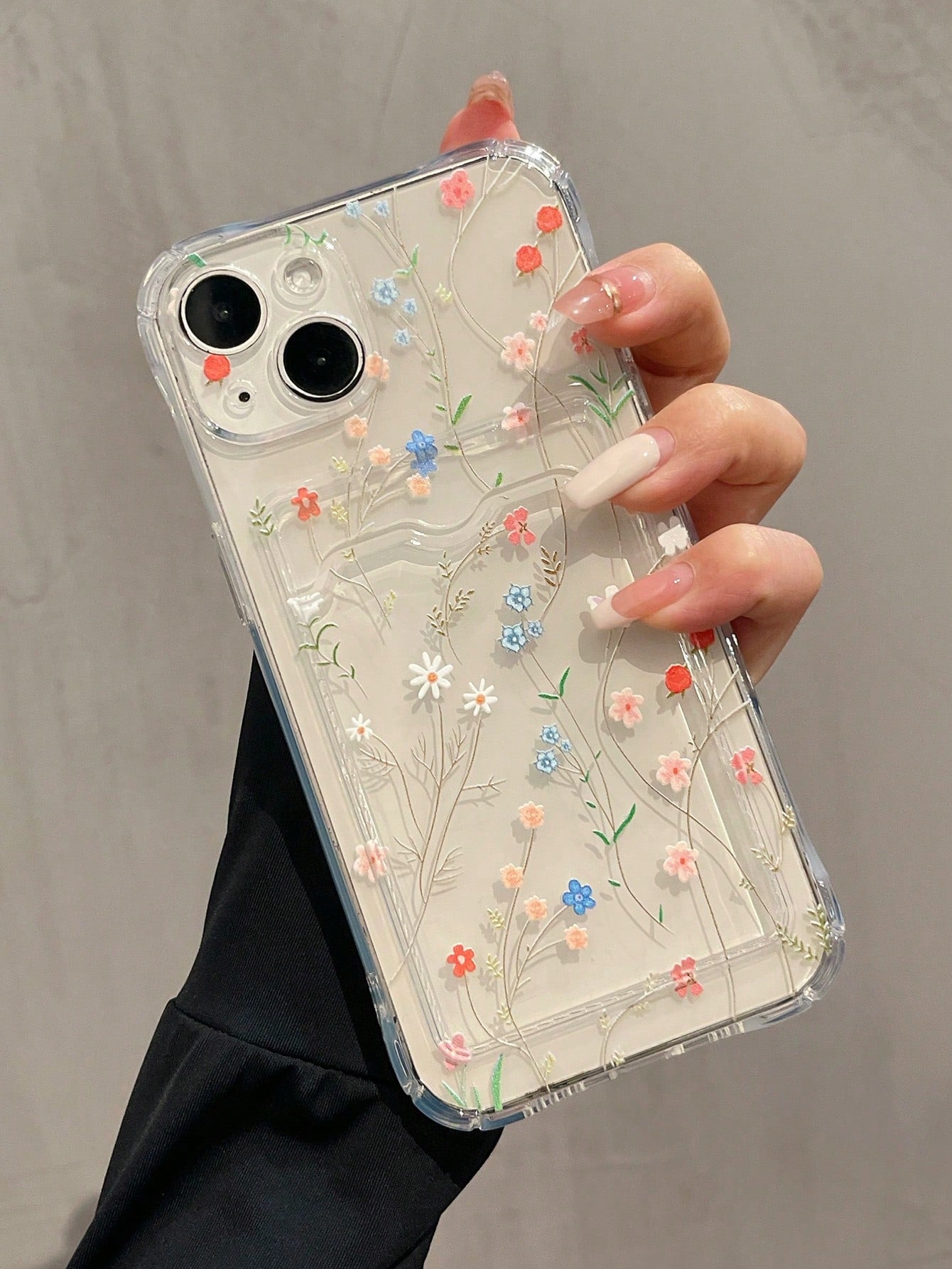 TPU Floral Elements Fashion 1pc Maroon Lily Flower Painted Matte Textured Full Coverage TPU Shockproof Stylish Phone Case Compatible With Apple 11 12 13 14 15 16 17 Pro Max Spring