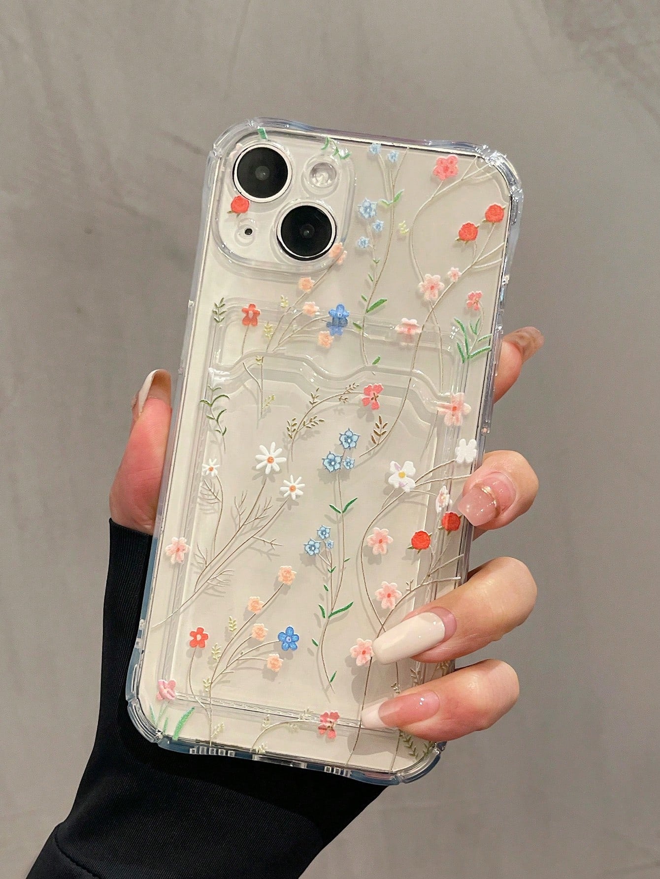 TPU Floral Elements Fashion 1pc Maroon Lily Flower Painted Matte Textured Full Coverage TPU Shockproof Stylish Phone Case Compatible With Apple 11 12 13 14 15 16 17 Pro Max Spring