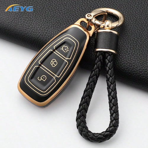 TPU Smart Car Key Case Compatible With Ford Focus 3rd/4th Gen, Mondeo MK3/MK4, Focus, Kuga, EcoSport Key Fob Pendant Accessory