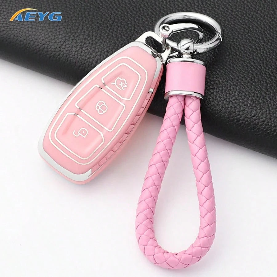 TPU Smart Car Key Case Compatible With Ford Focus 3rd/4th Gen, Mondeo MK3/MK4, Focus, Kuga, EcoSport Key Fob Pendant Accessory