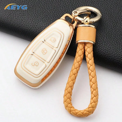 TPU Smart Car Key Case Compatible With Ford Focus 3rd/4th Gen, Mondeo MK3/MK4, Focus, Kuga, EcoSport Key Fob Pendant Accessory