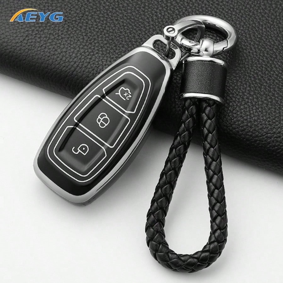 TPU Smart Car Key Case Compatible With Ford Focus 3rd/4th Gen, Mondeo MK3/MK4, Focus, Kuga, EcoSport Key Fob Pendant Accessory